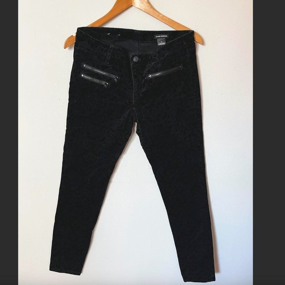 Club Monaco, Size 4, Black Velvet Floral Print Pants - Picture 1 of 4